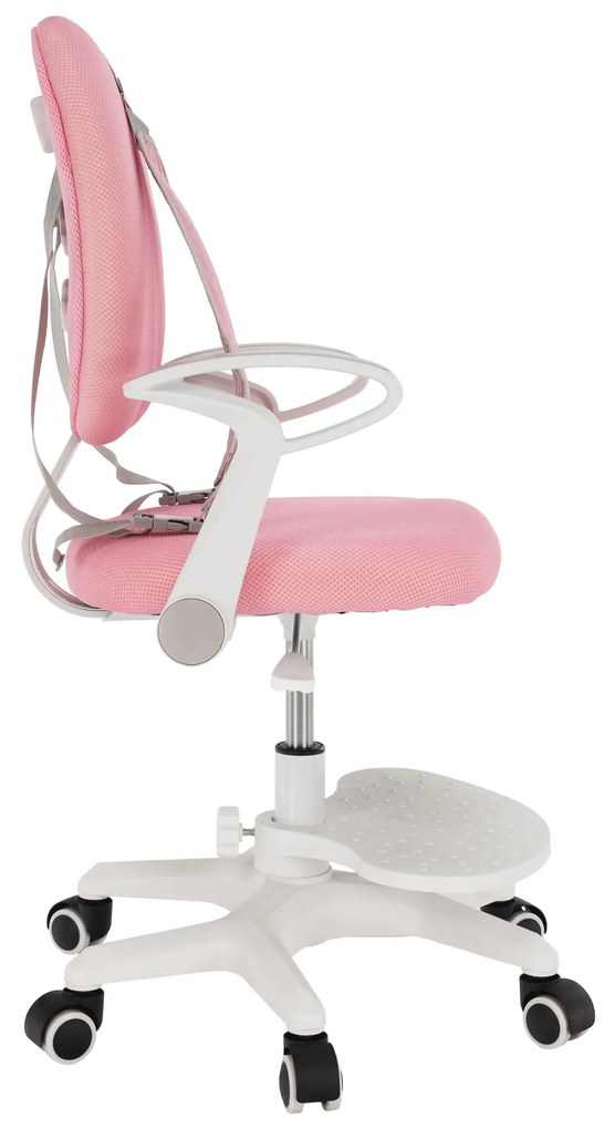 Kondela Rastúca stolička s podnožou a trakmi, ružová/biela, ANAIS
