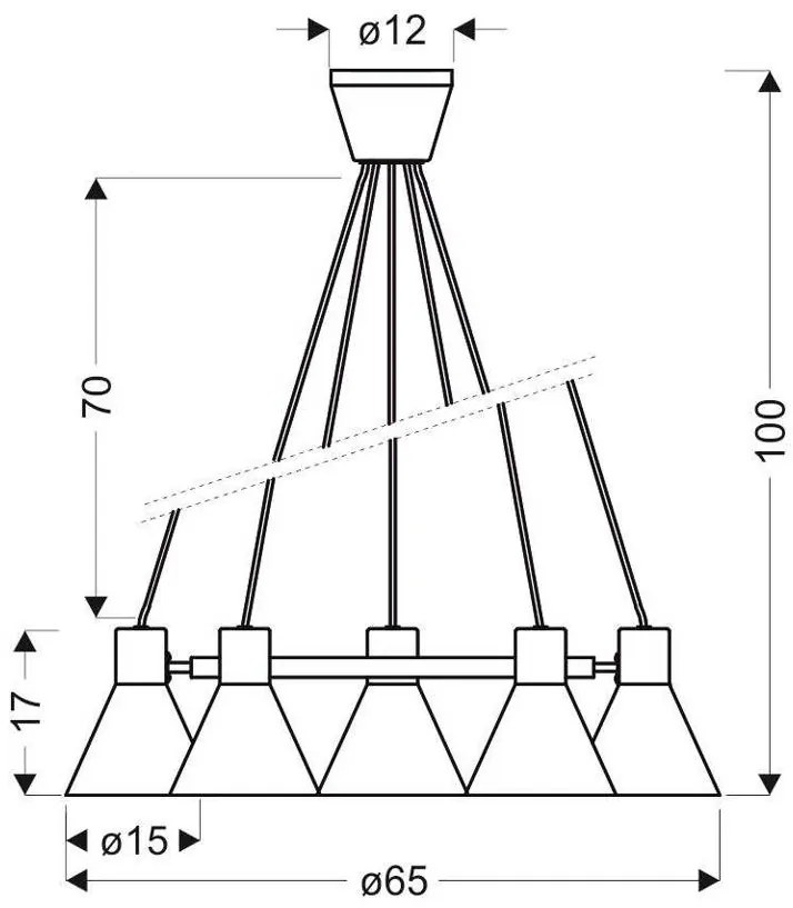 Candellux Čierno-zlatý závesný luster More pre žiarovku 5x E27 35-71163