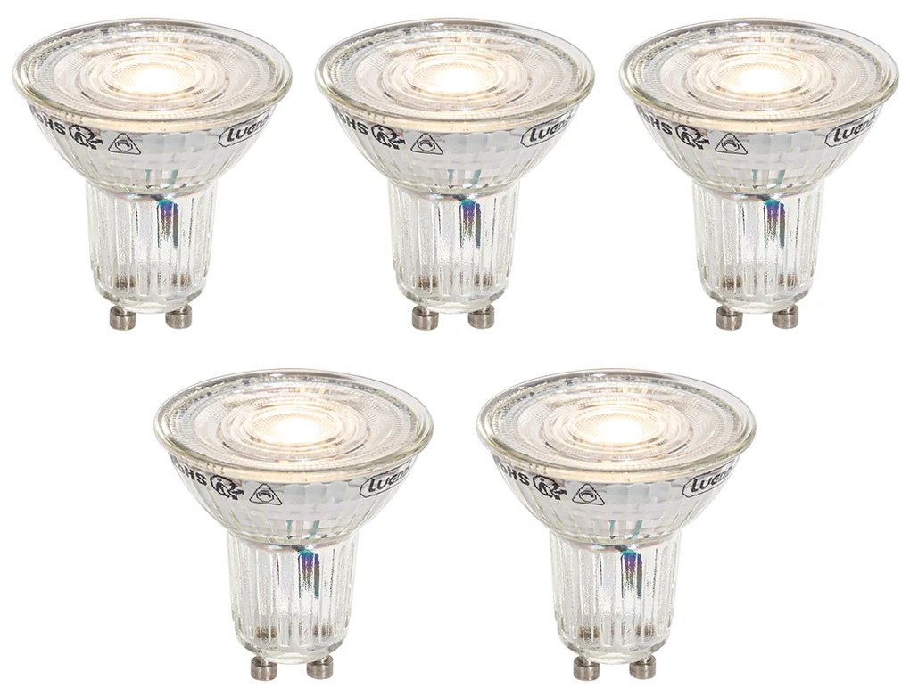 Sada 5 stmievateľných LED žiaroviek GU10 50 mm v Kelvinoch číra 4,9 W 400 lm 2200 – 3000 K