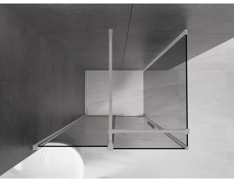 Mexen Velar, sprchový kút s posuvnými dverami 110 x 70 cm, 8mm šedé sklo, brúsená oceľ, 871-110-070-41-97