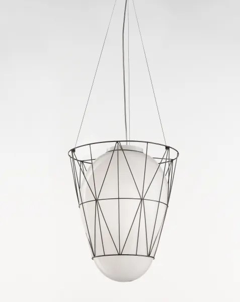 SIRU - Luster na lanku SEGNI 1xE27/60W/230V čierna/biela benátske sklo