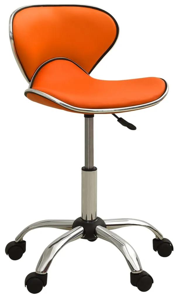 Kancelárska stolička oranžová umelá koža