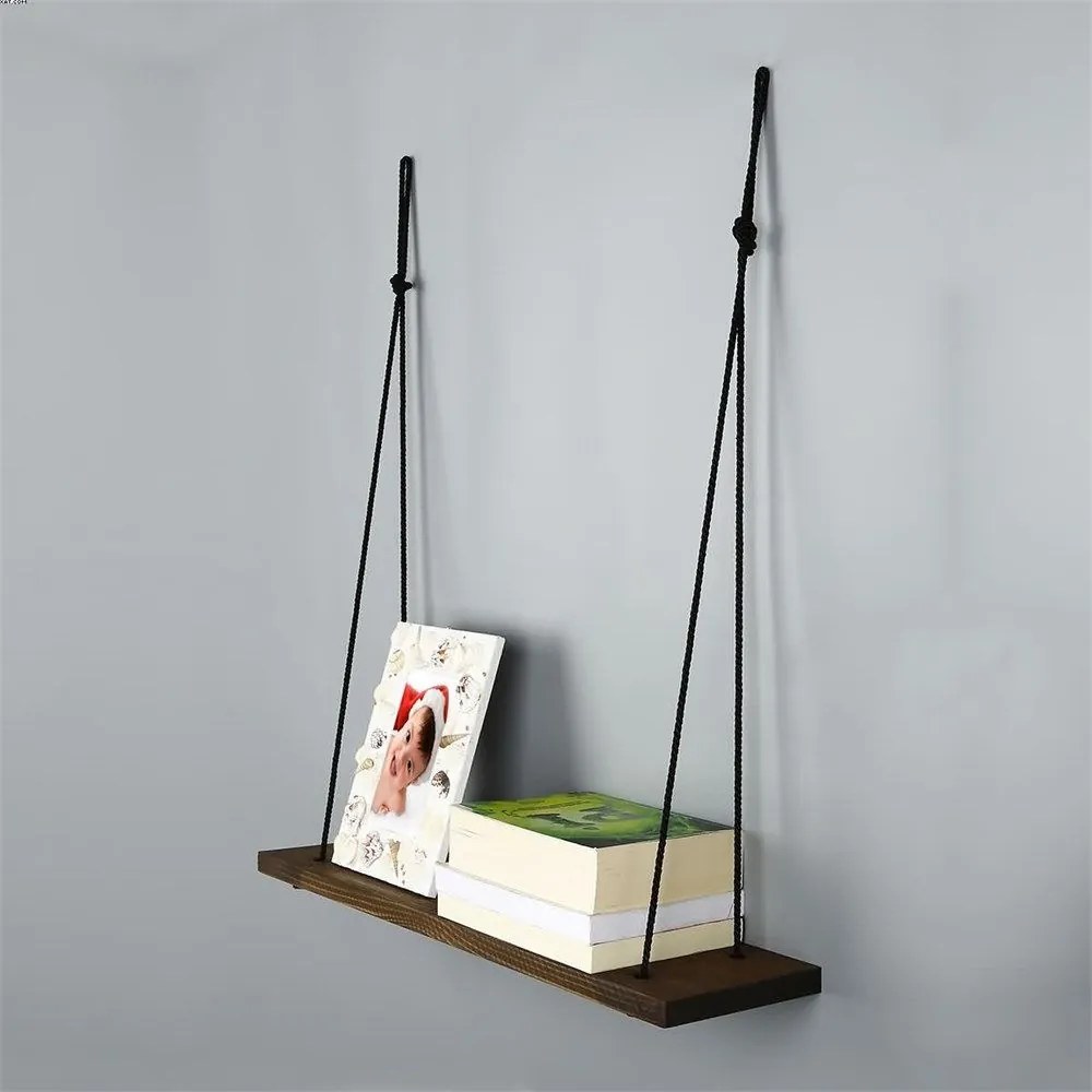 Nástenná polica HANG 60 cm orech americký/čierna