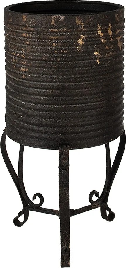 Čierny antik kovový stojan na rastliny Planio - Ø 29*53 cm