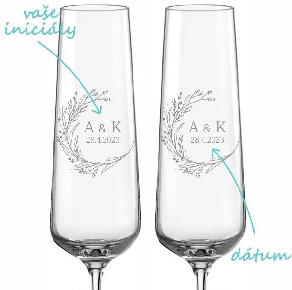 Svadobné poháre na sekt Lúčny veniec, 2 ks