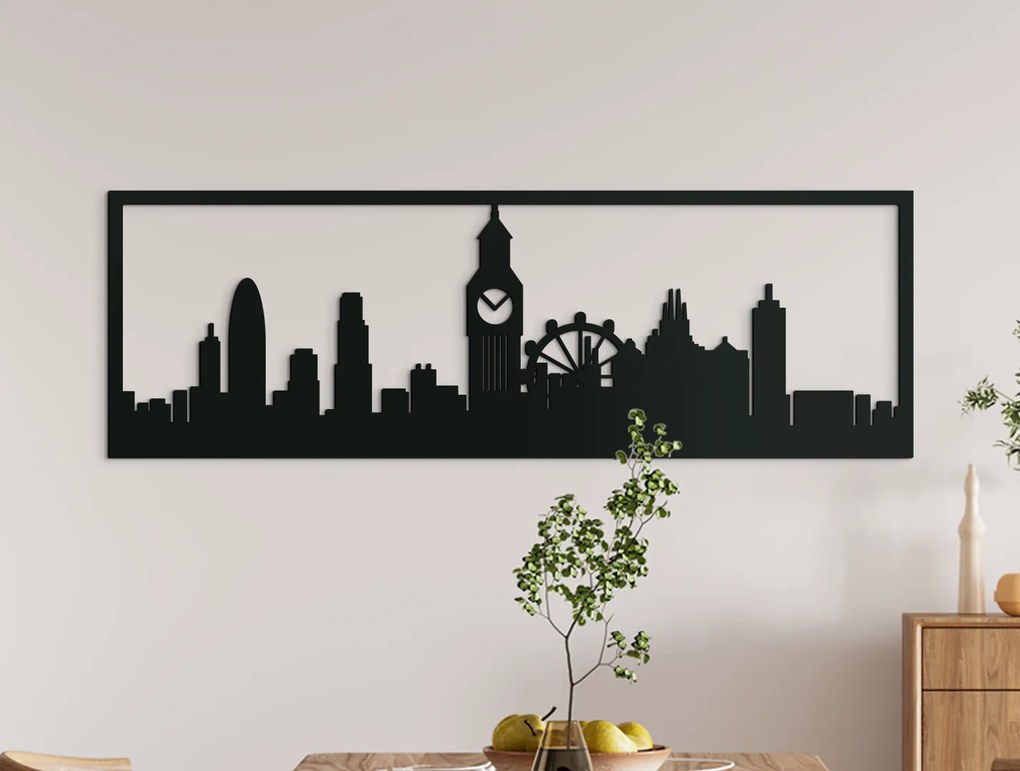 drevko Obraz Londýn panoráma Rozmer obrazu: 29,5 x 89 cm, Farba dekorácie: Čierna