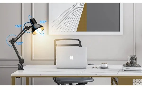 Aigostar - Stolná lampa 2v1 1xE27/40W/230V čierna