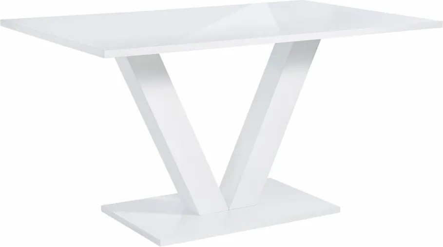 Lesklý biely jedálenský stôl Støraa Allen, 90 × 140 cm
