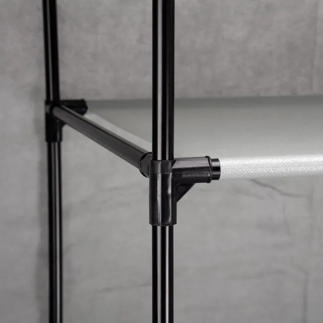 Šatníková skriňa SONIA s 8 policami a sivým závesom