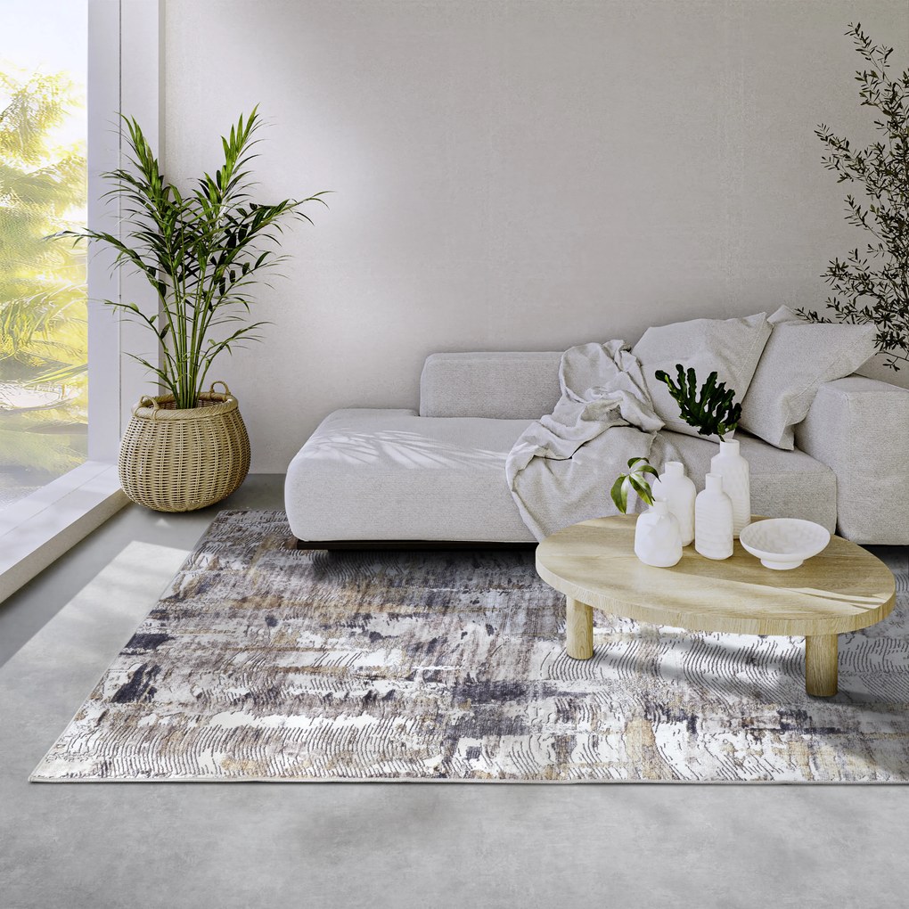 ELLE Decoration, Kusový koberec Imagination New 106037 Anthracite/Gold z kolekcie Elle, 200x290, šedá, obývacia izba