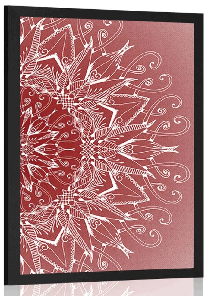 Plagát biela Mandala na červenom pozadí - 60x90 white