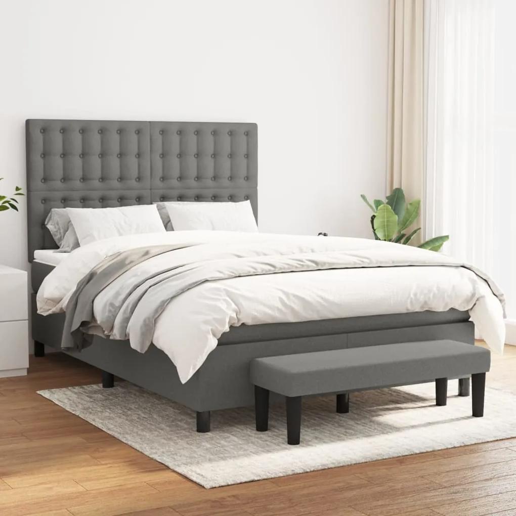 Boxspring posteľ s matracom tmavosivá 140x190 cm látka 3136910