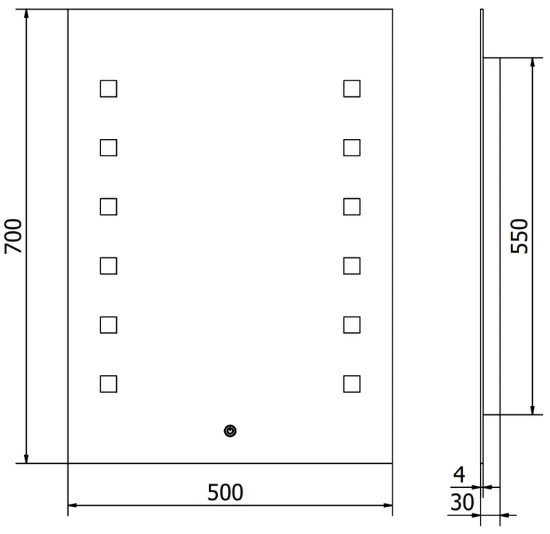 Mexen Ner, LED kúpeľňové zrkadlo s podsvietením 50x70 cm, 6000K, ochrana proti zahmlievaniu, 9809-050-070-611-00