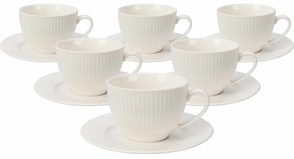 Súprava 6 porcelánových šálok s podšálkami Linie 240 ml