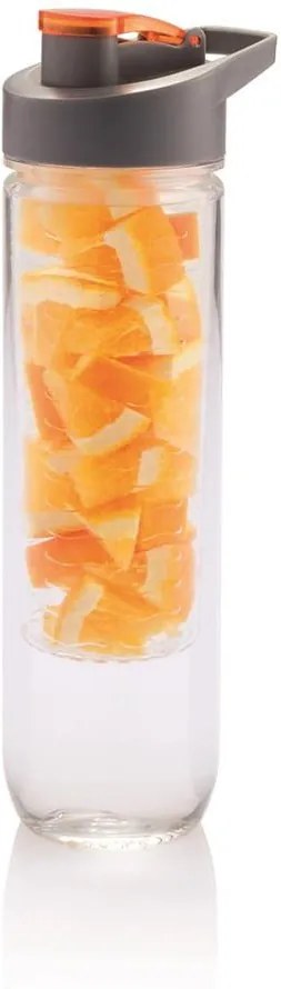 Oranžová fľaša so sitkom XD Design Loooqs, 800 ml