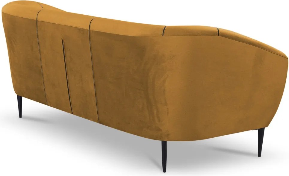 Trojmiestna pohovka Olivio, horčicovo žltá zamatová látka