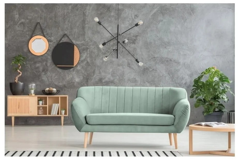 Mentolovozelená zamatová pohovka Mazzini Sofas Sardaigne, 158 cm