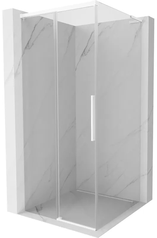 Mexen Rox, L posuvný sprchový kút 100 x 100 cm, 8mm číre sklo, biely profil, 8C2L-100-100-20-00