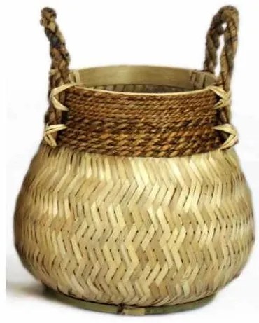 Prírodný bambusový košík s ušami  Valen - ø34 * 24 cm