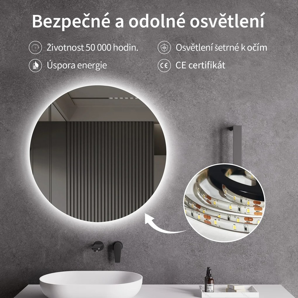 Cerano Libro, LED kúpeľňové zrkadlo Libro Ø 80 cm, CER-CER-476720