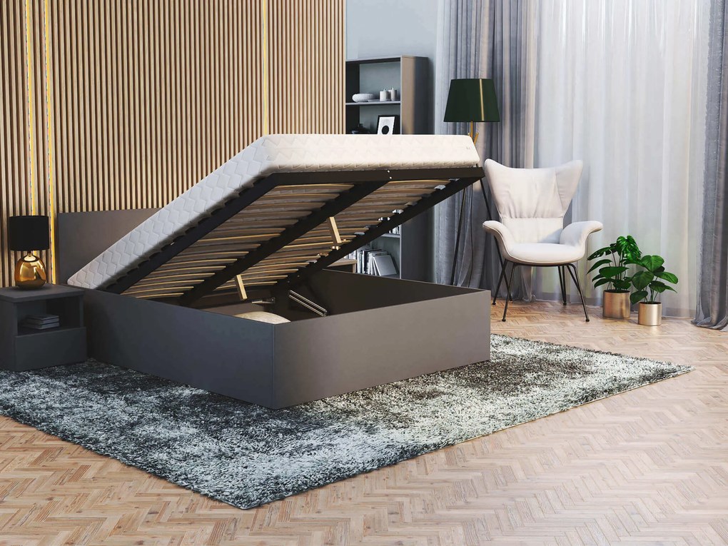 Manželská posteľ s úložným priestorom Buster - sivá Rozmer: 160x200