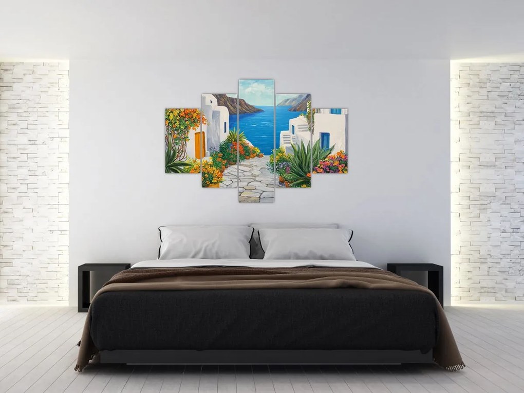 Obraz - Grécka ulička (150x105 cm)