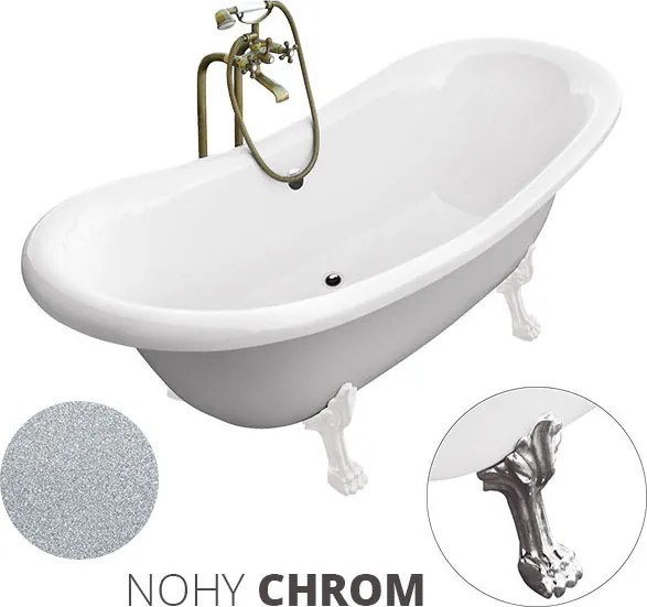 Besco Voľne stojaca vaňa zo sanitárneho kompozitu Amelia Glam S 190x77 s prepadom BESCO-Typ výpuste: bez odpadového sifónu, BESCO-Nôžky: Biela