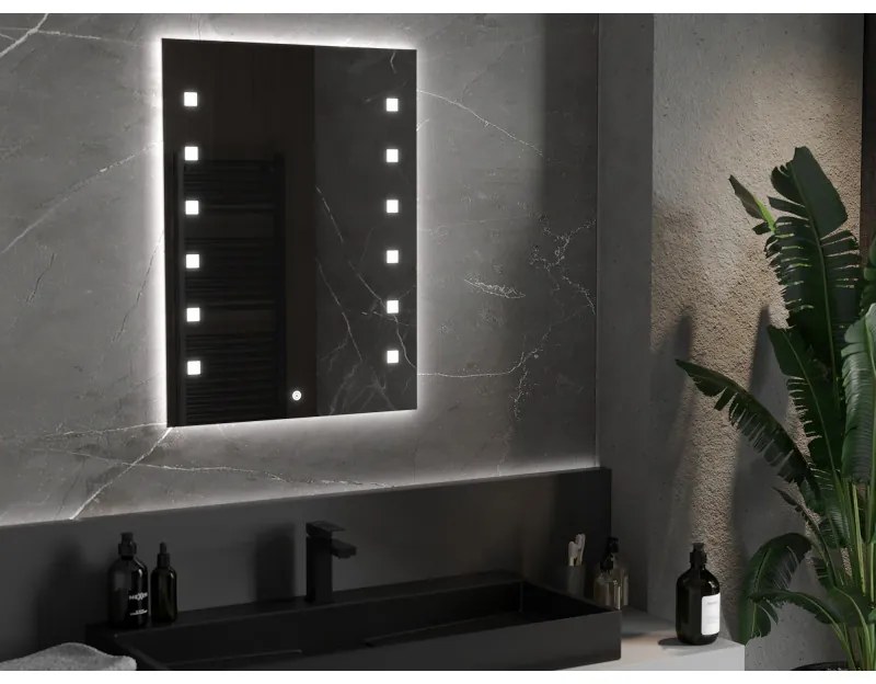 Mexen Ner, LED kúpeľňové zrkadlo s podsvietením 60x80 cm, 6000K, ochrana proti zahmlievaniu, 9809-060-080-611-00