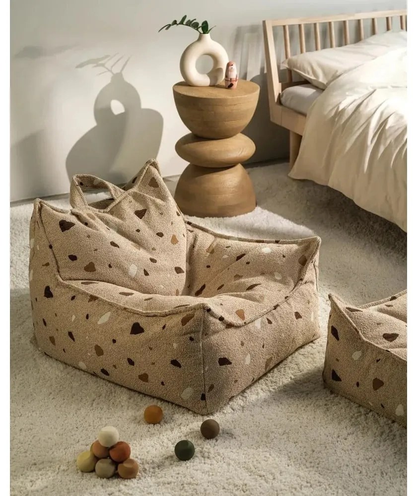 Svetlohnedý detský sedací vak z textílie buklé/ženilkový Terrazzo Chair – Wigiwama