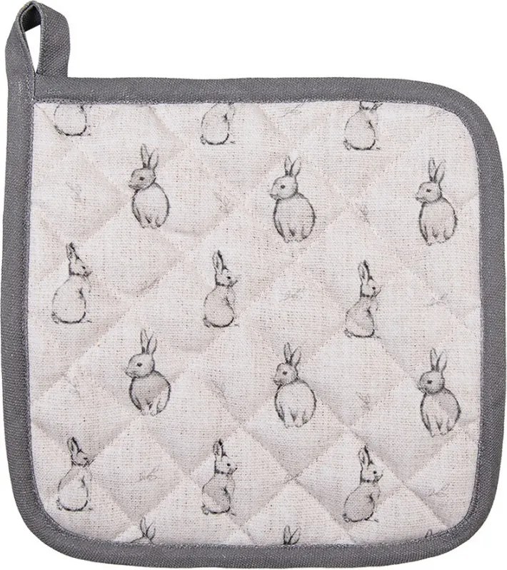 Béžová bavlnená chňapka - podložka s králikom Bunny Buddies - 20*20 cm