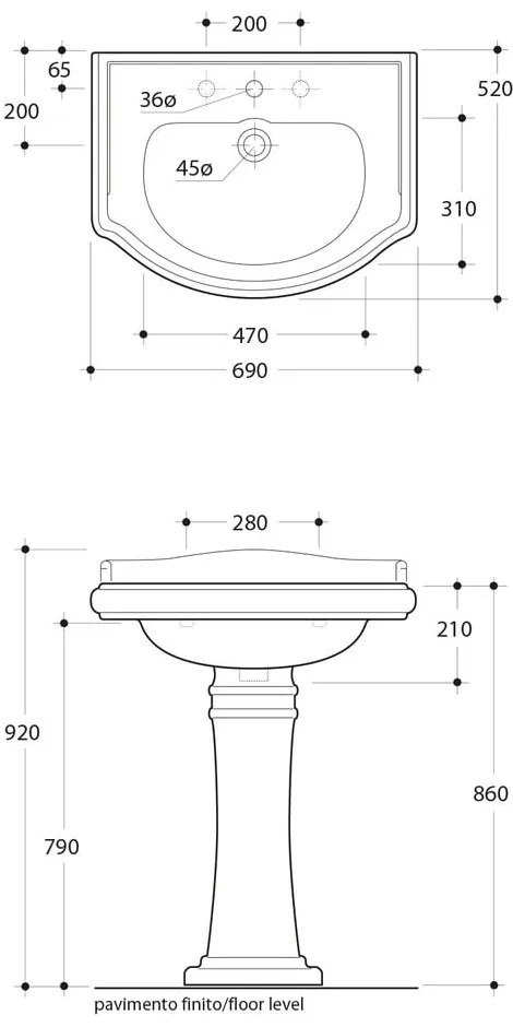 Biele keramické umývadlo 69x52 cm Retro – Sapho