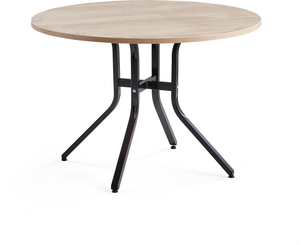 Stôl Various, Ø1100x740 mm, čierna, dub