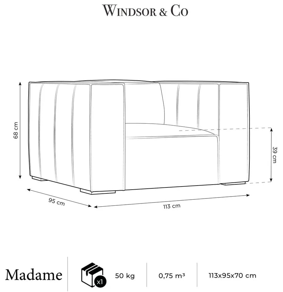 Hnedé kožené kreslo Madame - Windsor &amp; Co Sofas