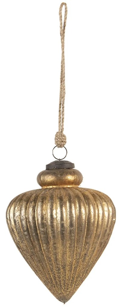 Zlatá vianočná ozdoba s patinou v tvare trojuholníka M - Ø 13 * 16 cm
