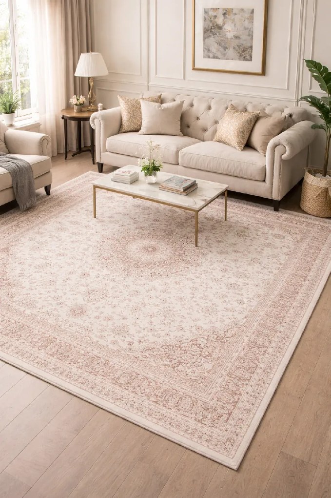 Koberec Jasmin 9871 CREAM – krémový so vzorom, akryl Rozmer: 160x220 cm