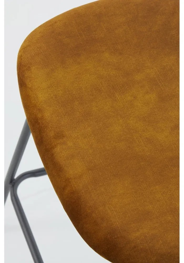 Zamatová barová stolička v horčicovej farbe 92 cm Emma - Light & Living