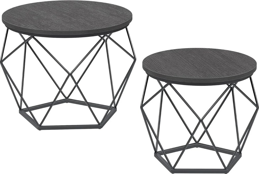 XXXLutz SADA KONFERENČNÝCH STOLÍKOV, čierna, sivá, kov, kompozitné drevo, 60-50/60-50/45-40 cm MID.YOU - Stolíky do obývačky - 002543039802