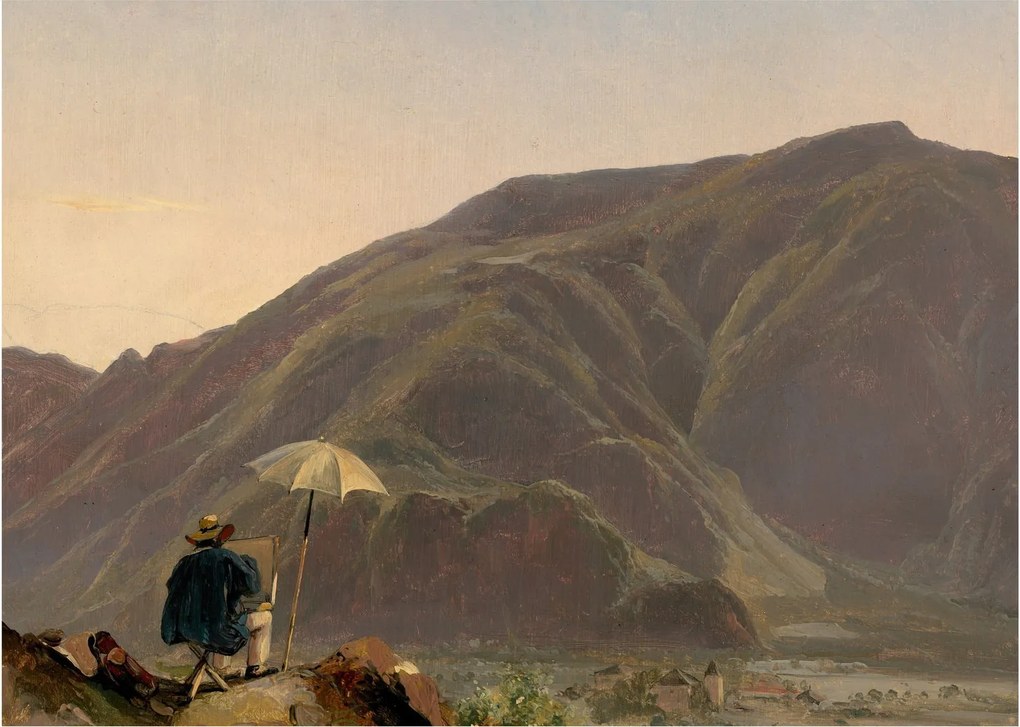 Obraz - Jules Coignet, View of Bozen with a Painter, reprodukcia (70x50 cm)