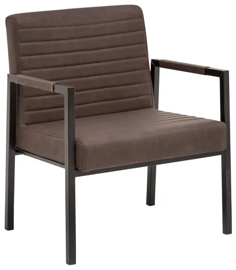 furniture-nabytek.cz - Masívne kreslo Wellington z umelej kože, hnedé – 78×61×89 cm