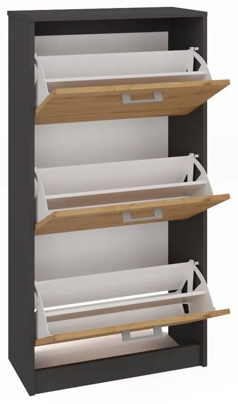 Botník (skrinka na topánky) Permanente 1 (antracit + dub artisan). Akcia -22%. Vlastná spoľahlivá doprava až k Vám domov. 1132588