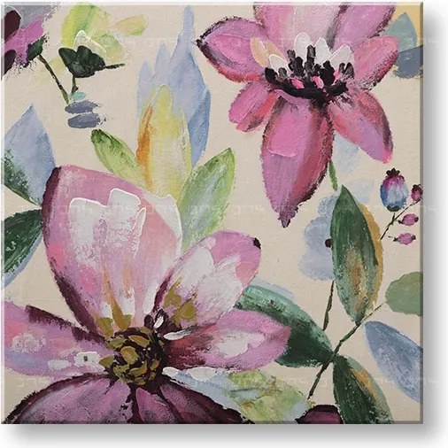 Maľovaný obraz na stenu KVETY 60x60 cm