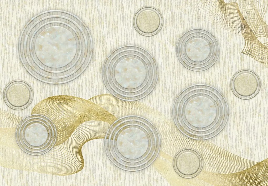 Fototapeta - Abstrakcie, mramorové kruhy (147x102 cm)