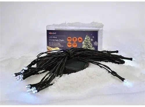 Solight Vianočná svetelná reťaz biela, 20 LED