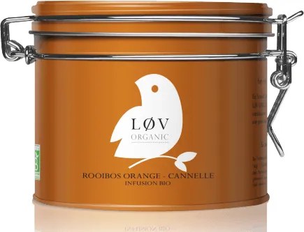 Lov Organic Pomaranč - škorica Rooibos, kovová dóza 100 g