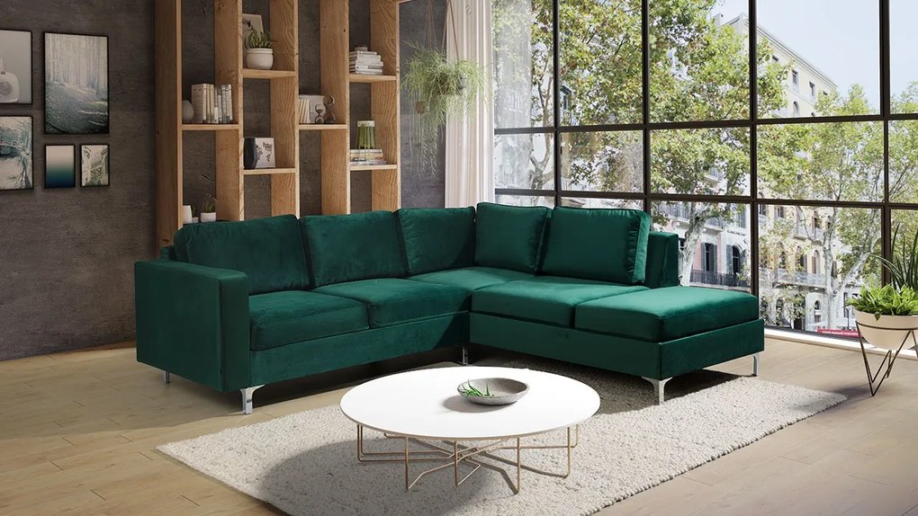 Rohová sedačka Hermes Velvet, Farby: Tiffany 10, Strana: ľavá