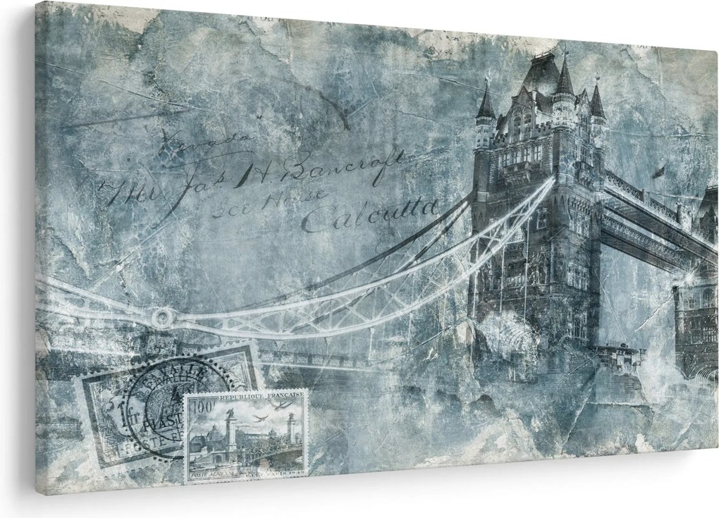 Obraz - Tower Bridge v chladných tónoch (90x60 cm)