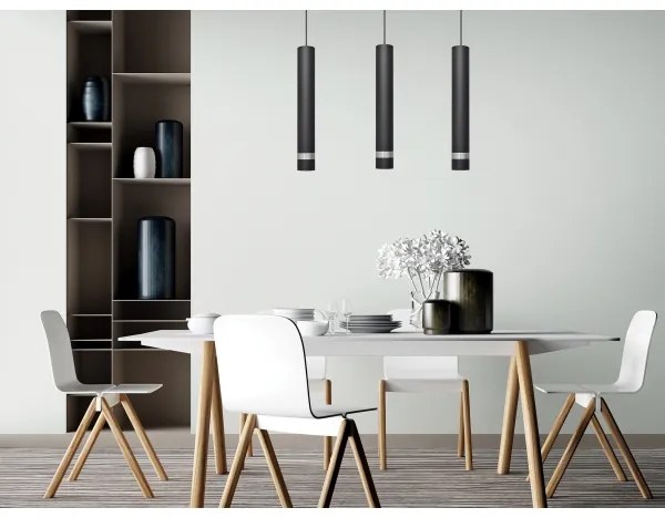 LED Luster na lanku TUBA 3xGU10/4,8W/230V čierna/chróm