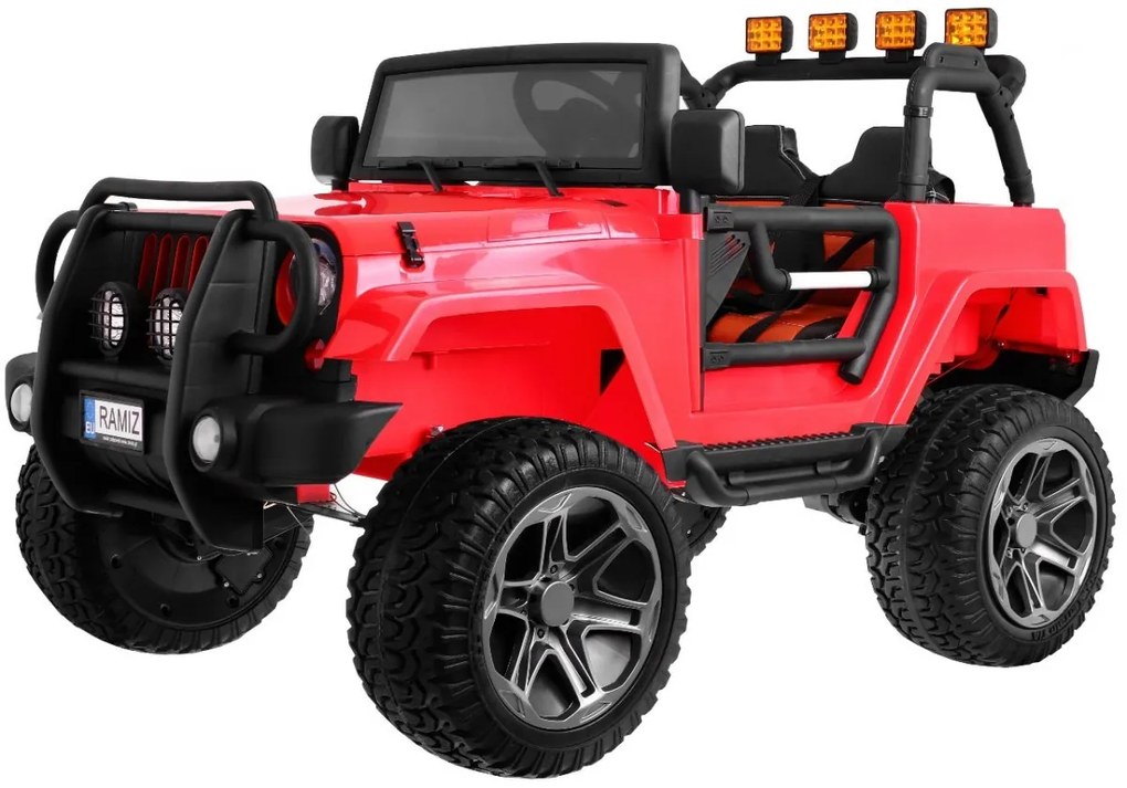 RAMIZ ELEKTRICKÉ AUTÍČKO - JEEP MONSTER - ČERVENÉ - NELAKOVANÉ - 4x45W MOTOR - 2x12V7Ah BATÉRIA - 2023