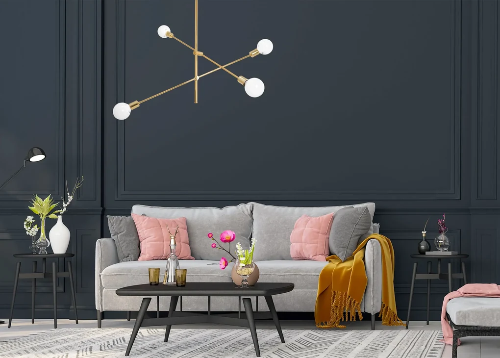 Toolight - Nastaviteľná stropná lampa dvojramenná 4xE27 60W APP479-4C, zlatá, OSW-00611