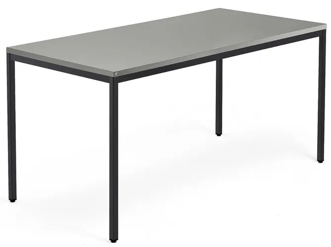 Rokovací stôl QBUS, 1600x800 mm, so 4 nohami, čierny rám, svetlošedá